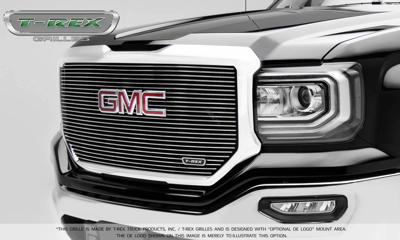 T-REX Laser Billet Series, Insert Grilles w/ Logo - Polished - Requires Drilling or Cutting - 2016-2018 GMC 1500