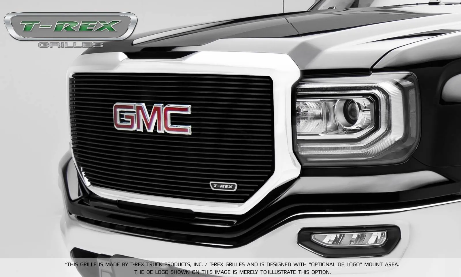 T-REX Laser Billet Series, Insert Grilles w/ Logo- Powdercoat - Requires Drilling or Cutting - 2016-2018 GMC 1500