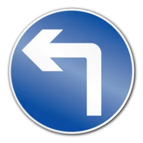 Vehicles must turn left ahead symbol (Rigid PVC)
