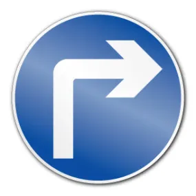 Vehicles must turn right ahead symbol (Self Adhesive)