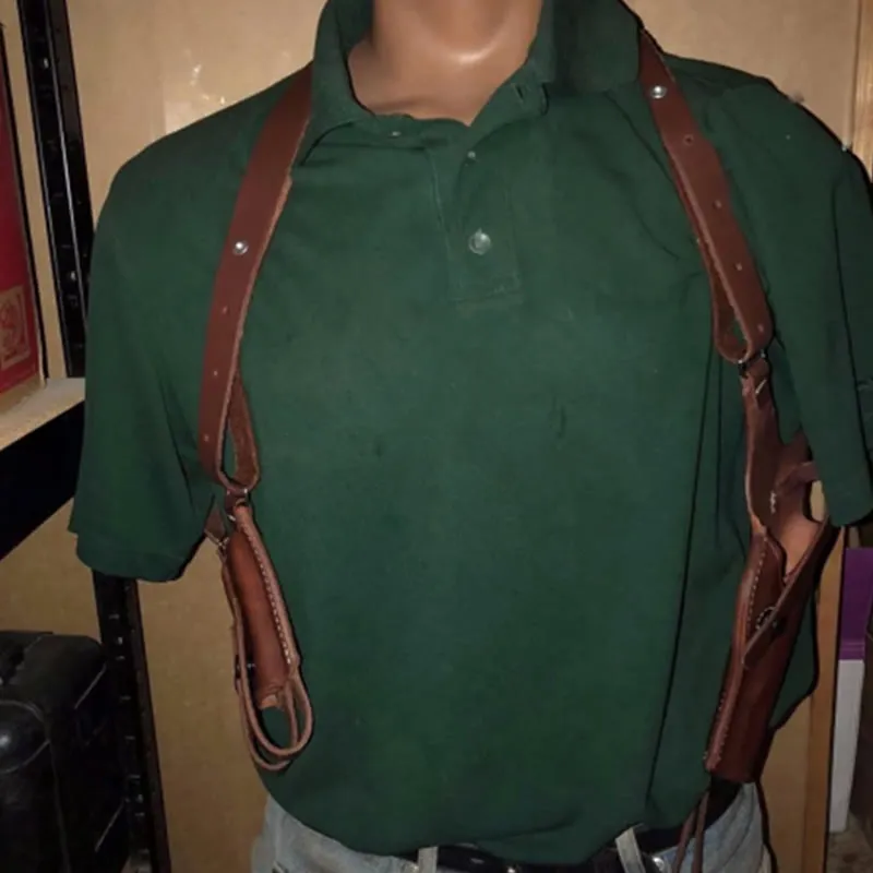 Vintage Leather Shoulder Holster Hidden Vest Armpit Bag For Men