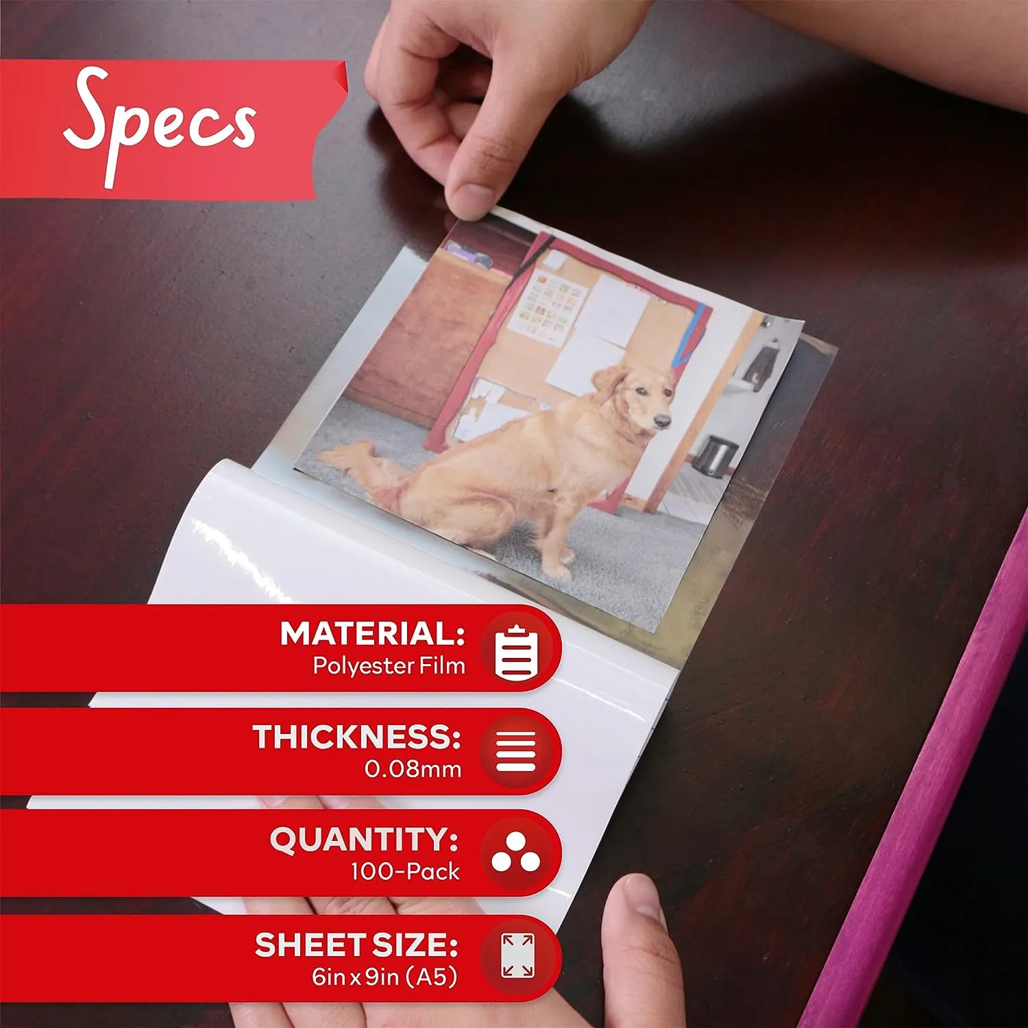 XFasten Self-Adhesive Laminating Sheets, 6 x 9 Inches, Pack of 100