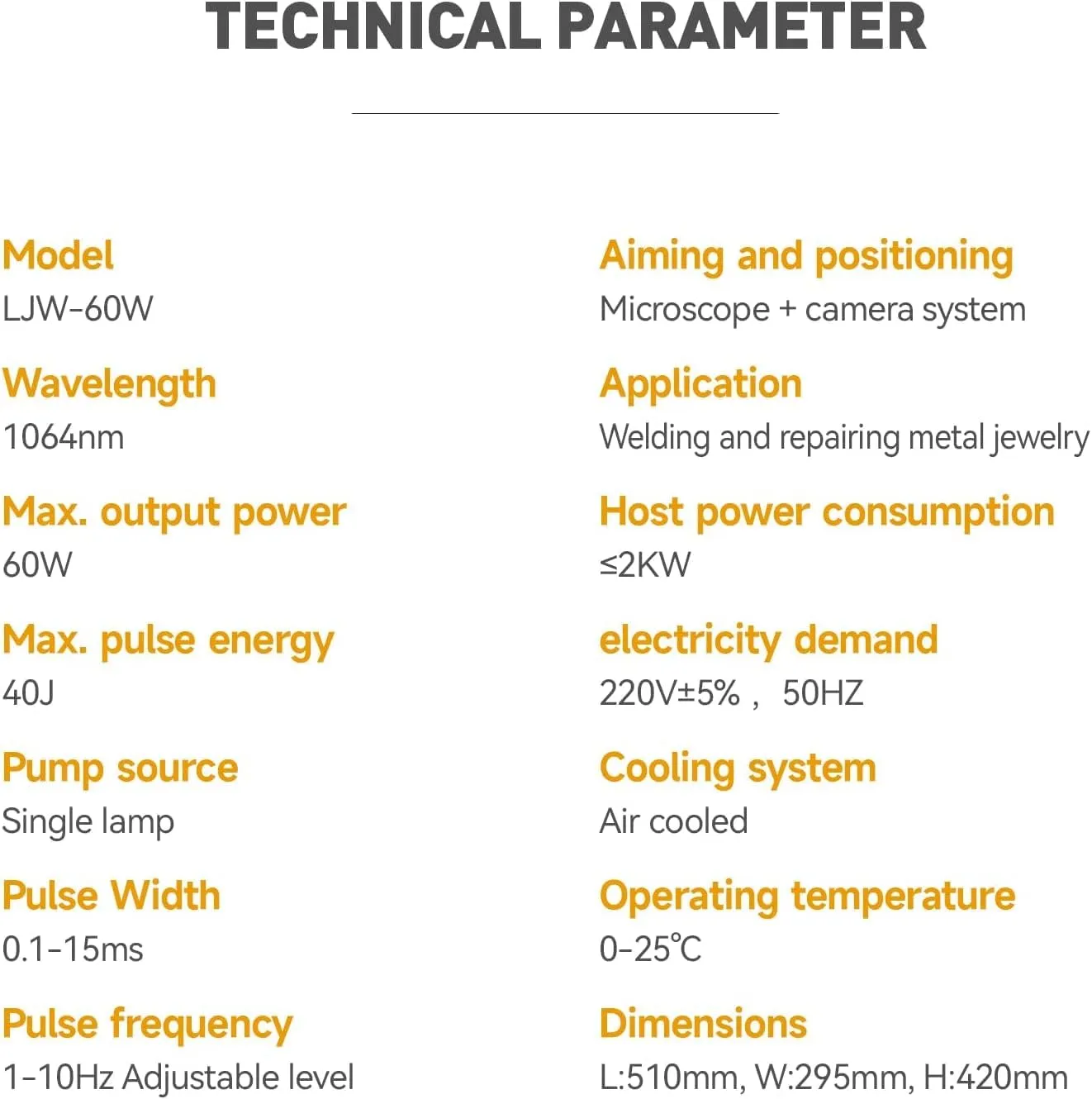 ZAC 60W Jewelry Laser Welder 220V Laser Welding for Jewelry 40J Gold and Silver Soldering Machine