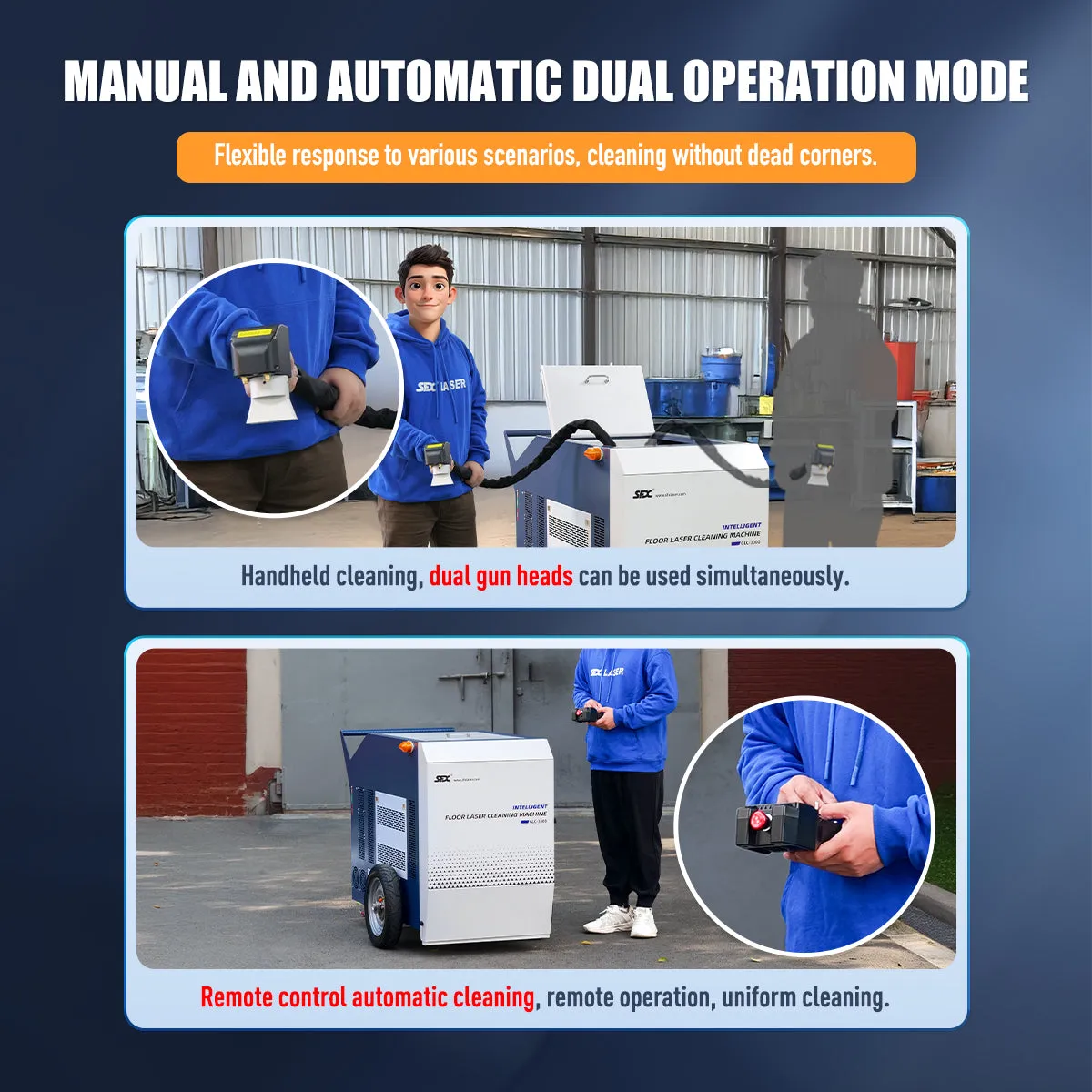 ZAC Laser Cleaning Machine 3000W Remote Laser Rust Removal for Floor Metal Rust Oil Painting Graffiti Mold